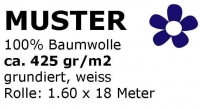 MUSTER Leinwand Gewebe aus 100% Baumwolle (425g/m2) grundiert