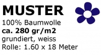 MUSTER Leinwand Gewebe aus 100% Baumwolle (280g/m2) grundiert