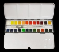 FLEURY Künstler-Aquarellfarben Set (24 Farbtöne) inkl. Metallkasten