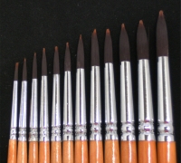 FLEURY Pinsel Set mit 12 Nylon Rund-Pinsel inkl. Pinsel-Matte aus Bambus